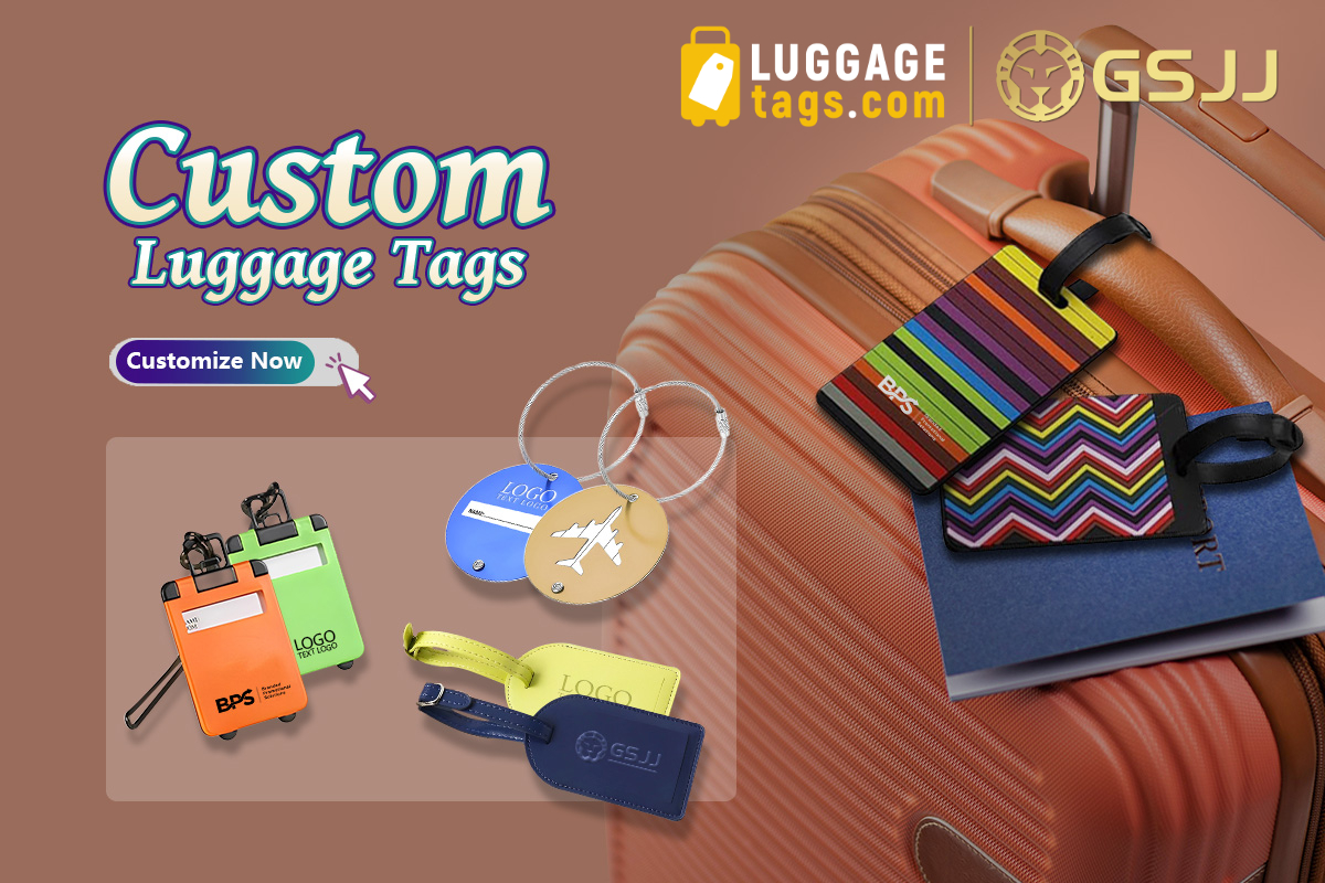 a close up of luggage tags